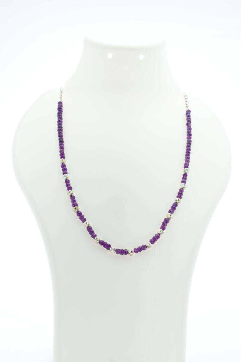 Layered Amethyst & 925 Silver Delicate Necklace