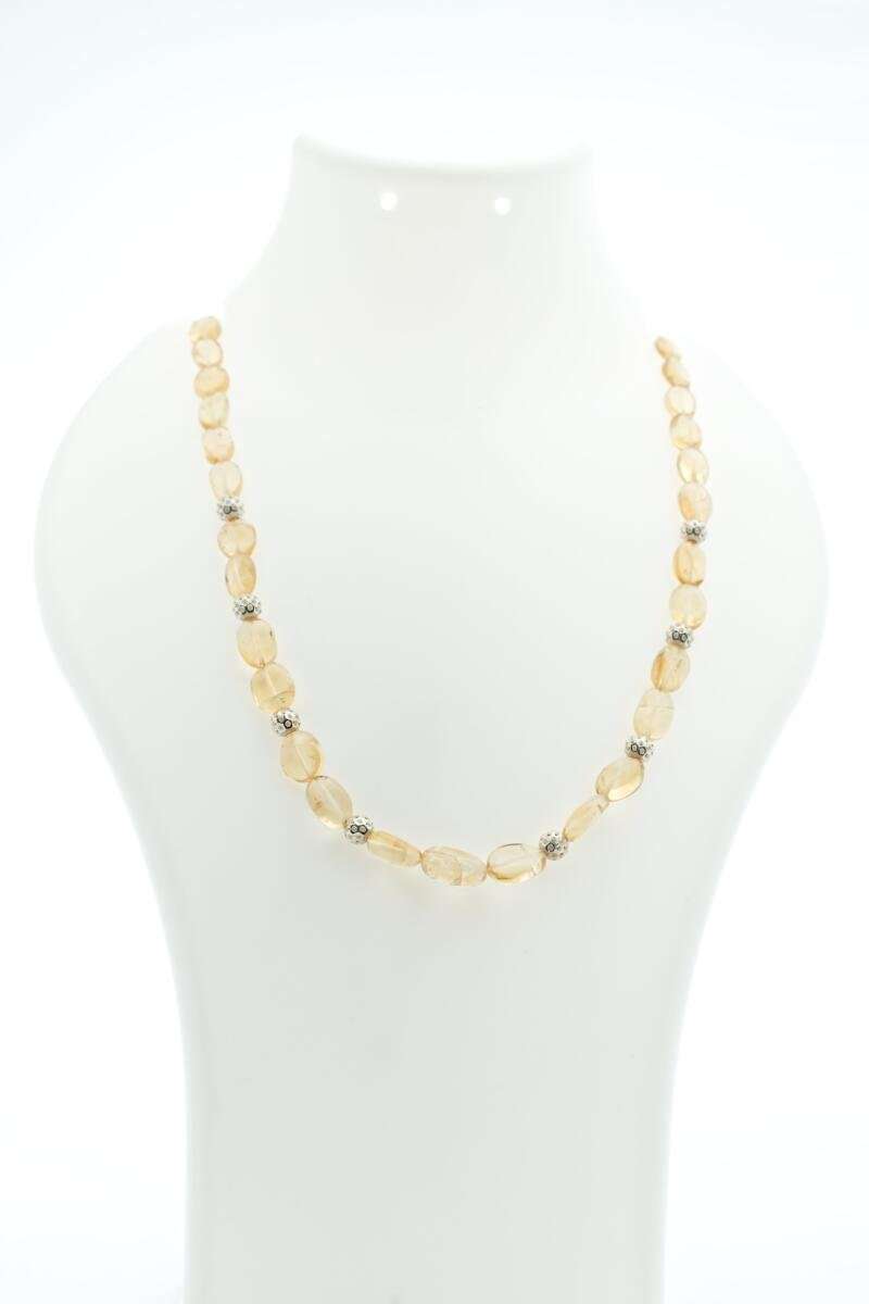 Citrine Droplet & Sterling Silver Layering Necklace