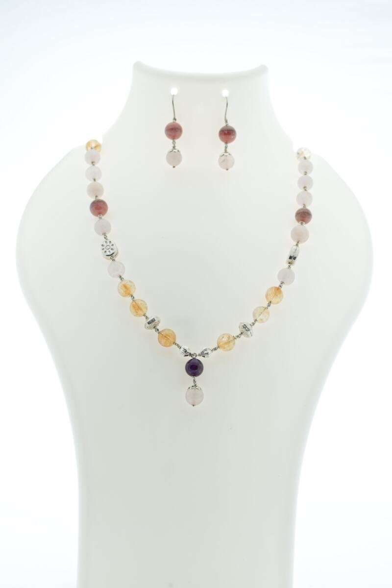 Seven Chakra Multi-Gemstone & Silver Bead Necklace