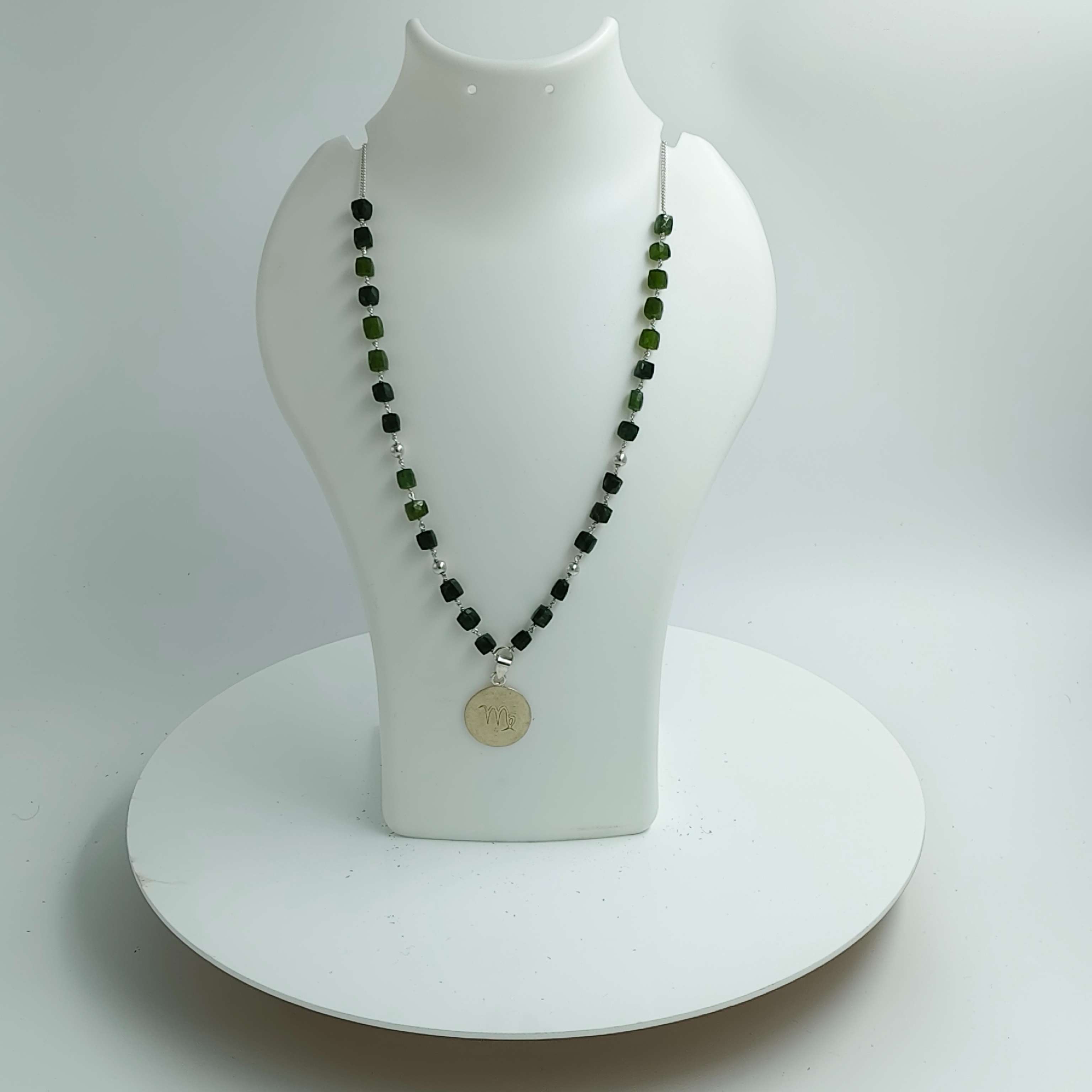 Virgo Astrological Peridot Silver Pendant Necklace