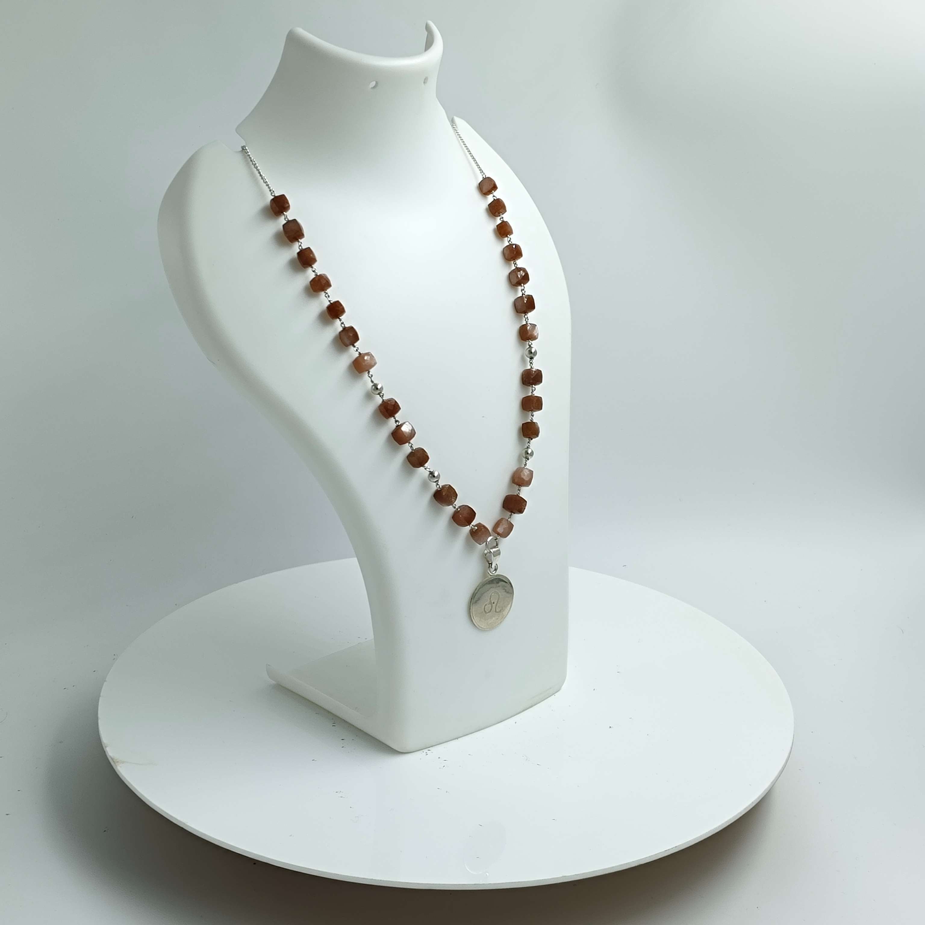 Leo Zodiac Sparkling Sunstone & Silver Necklace