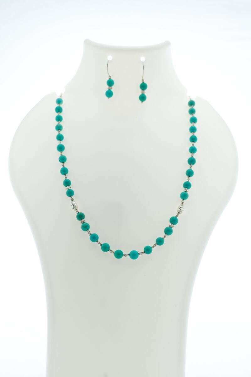 Turquoise Nugget & 925 Silver Layering Necklace