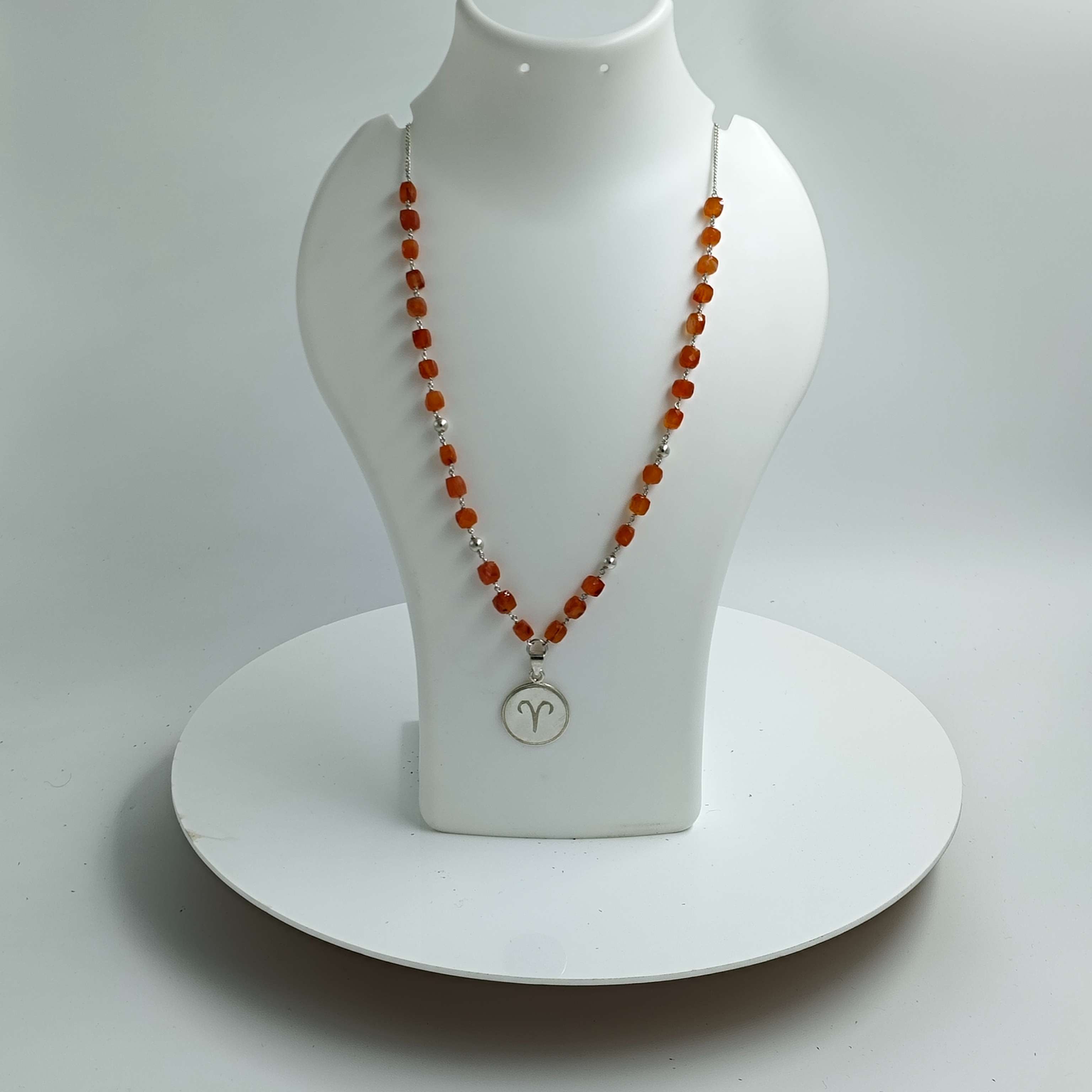 Aries Raw Carnelian Statement Silver Necklace