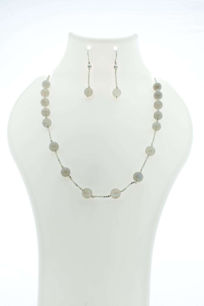 Raw Flash Labradorite & Sterling Silver Necklace