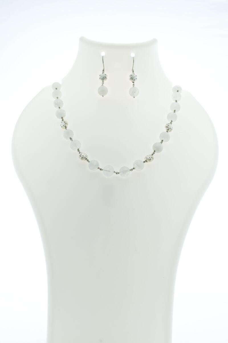 Ethereal Moonstone & Sterling Silver Beaded Necklace