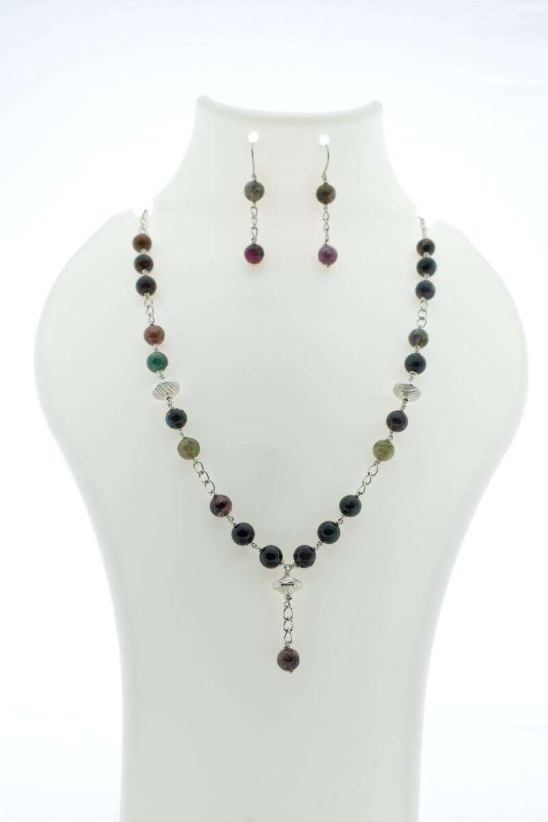 Multicolor Tourmaline & 925 Sterling Silver Necklace