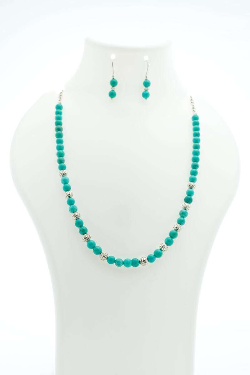 Natural Turquoise & Sterling Silver Artisan Necklace