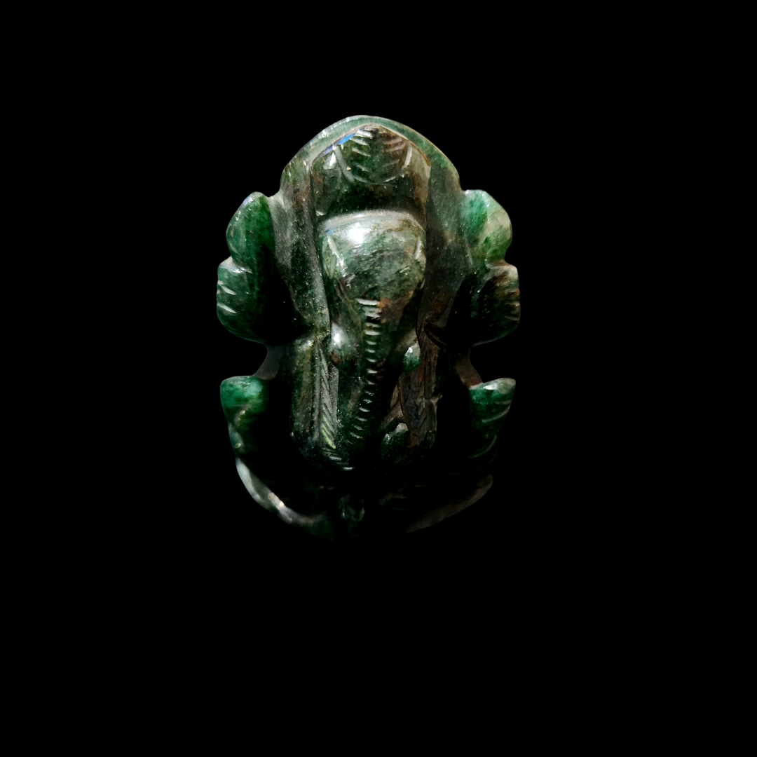 Hand-Carved Green Aventurine Lord Ganesha Vastu Idol