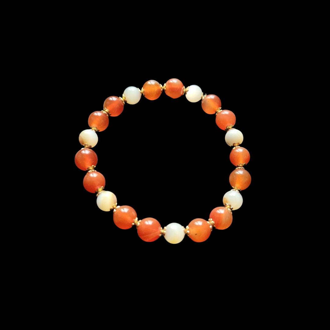 Carnelian & Luminous Mother of Pearl Balance Bracelet