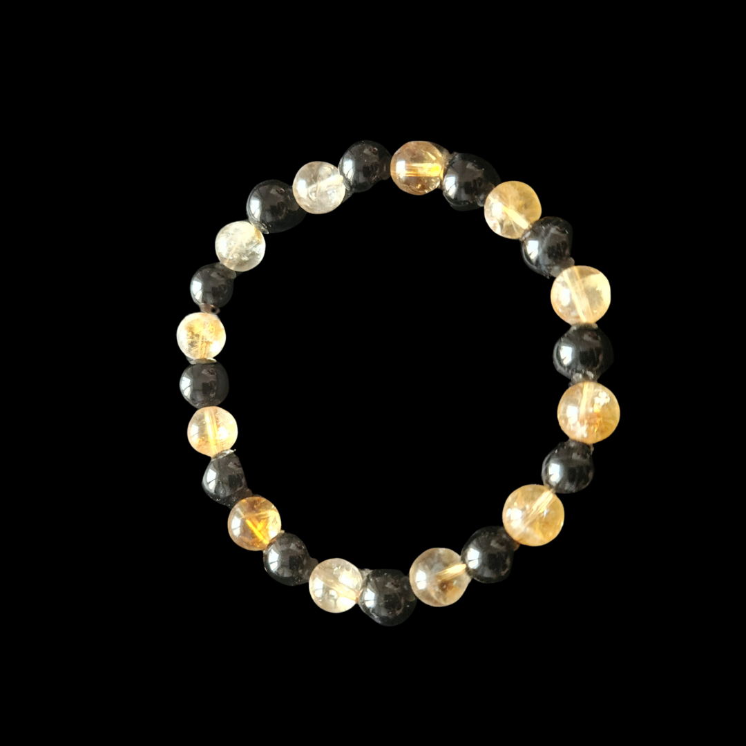 Black Onyx & Golden Citrine Abundance Shield Bracelet