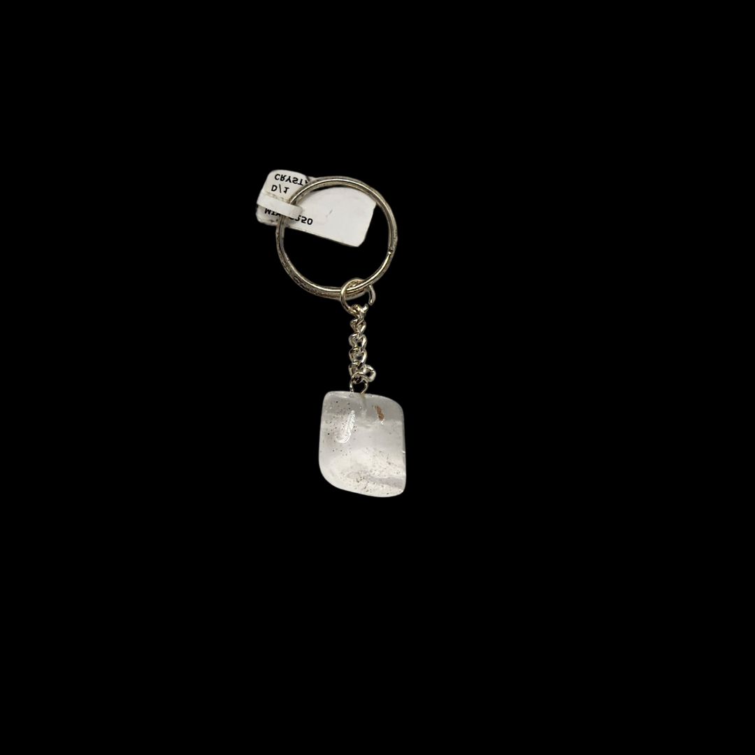 Natural Clear Quartz Crystal Tumbled Bead Energized Keychain
