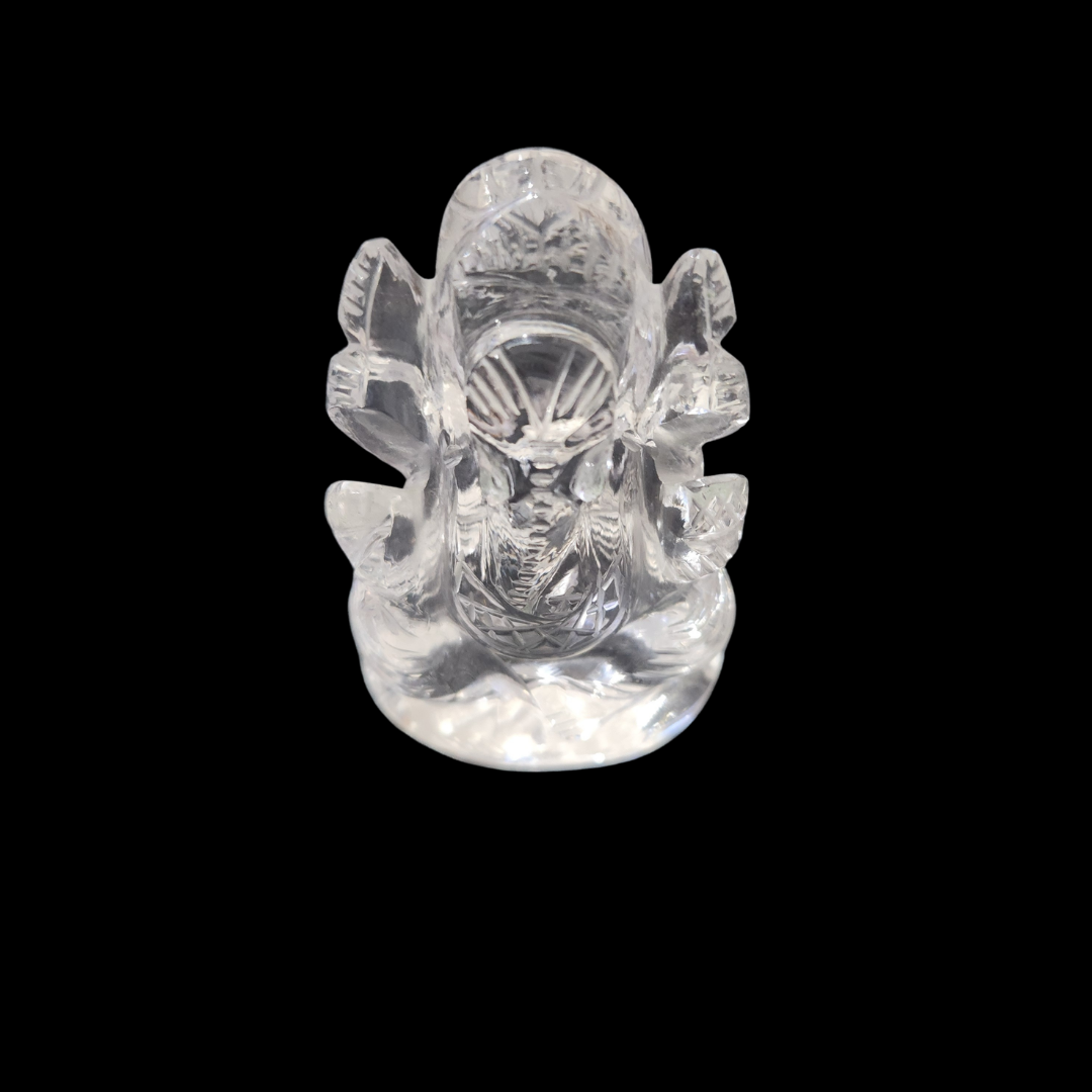 Natural Clear Quartz Crystal Sphatik Ganesha Idol