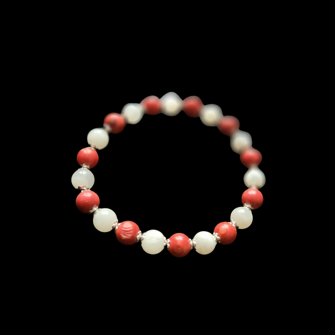 Natural Red Coral & Calming Moonstone Harmony Bracelet