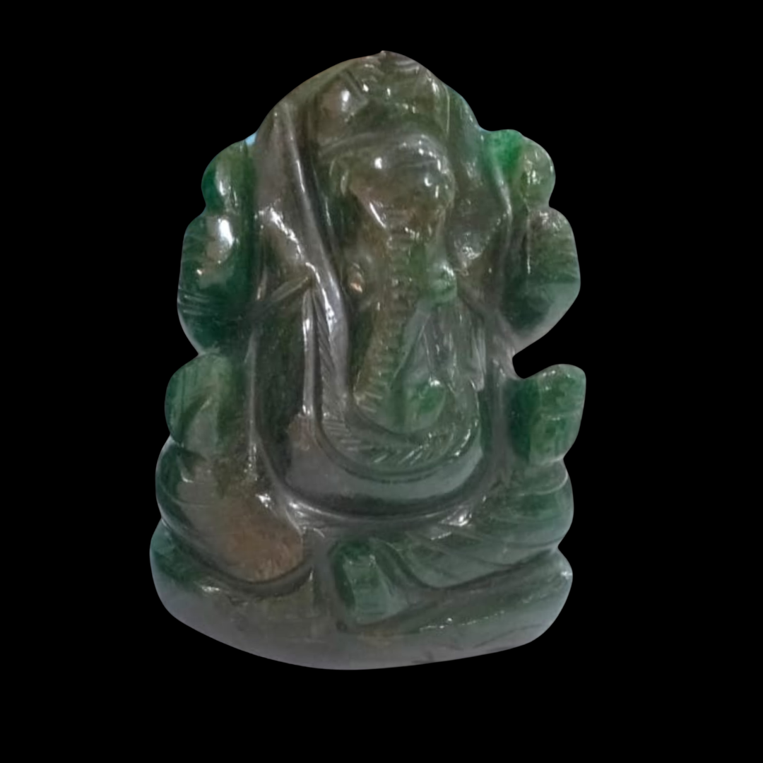 Hand-Carved Green Aventurine Lord Ganesha Vastu Idol