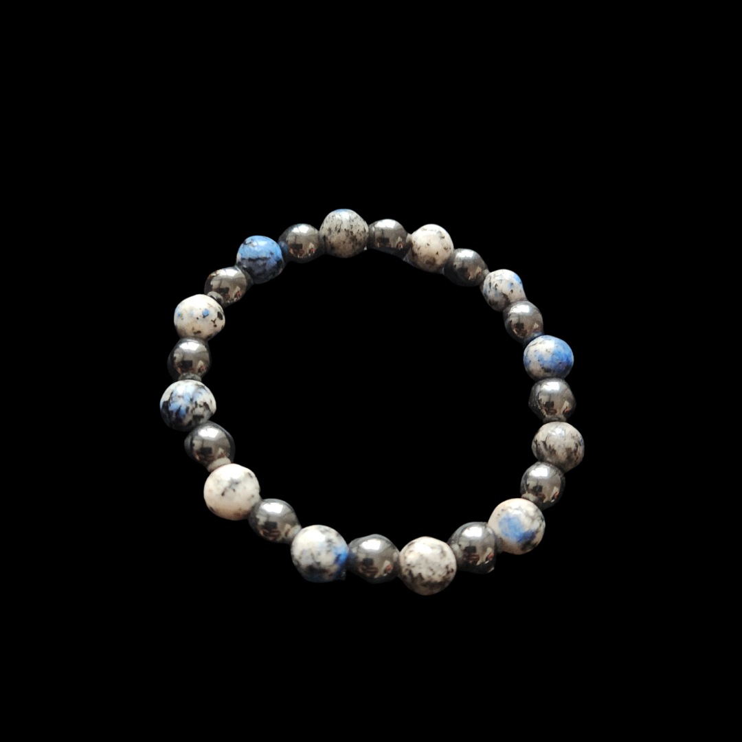 Natural Magnetic Metallic Hematite & Rare K2 Jasper Duo Bracelet