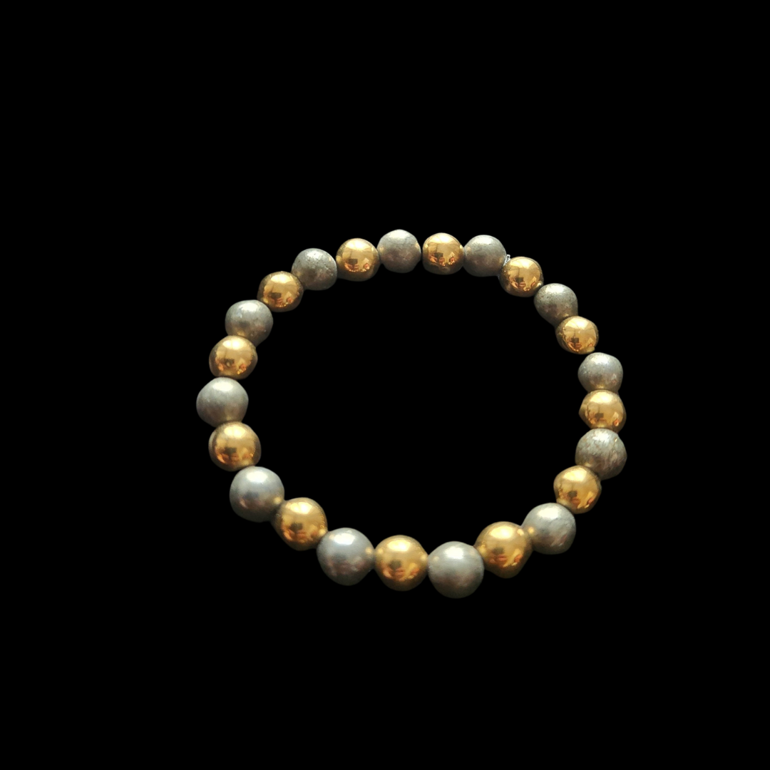 Natural Magnetic Metallic Hematite & Golden Pyrite Wealth Duo Bracelet