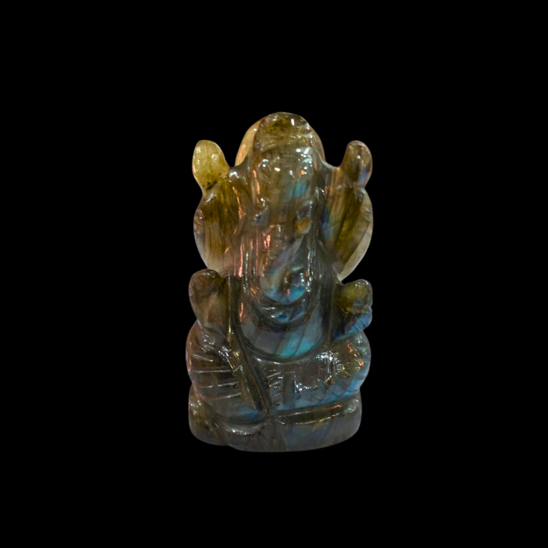 Natural Labradorite Mystic Flash Ganesha Idol