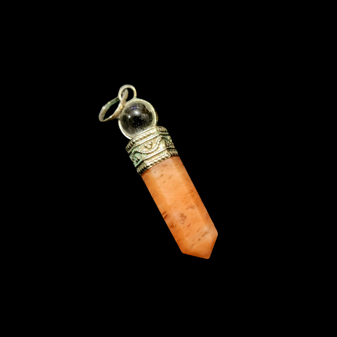 Natural Orange Aventurine Crystal Pencil Pendant