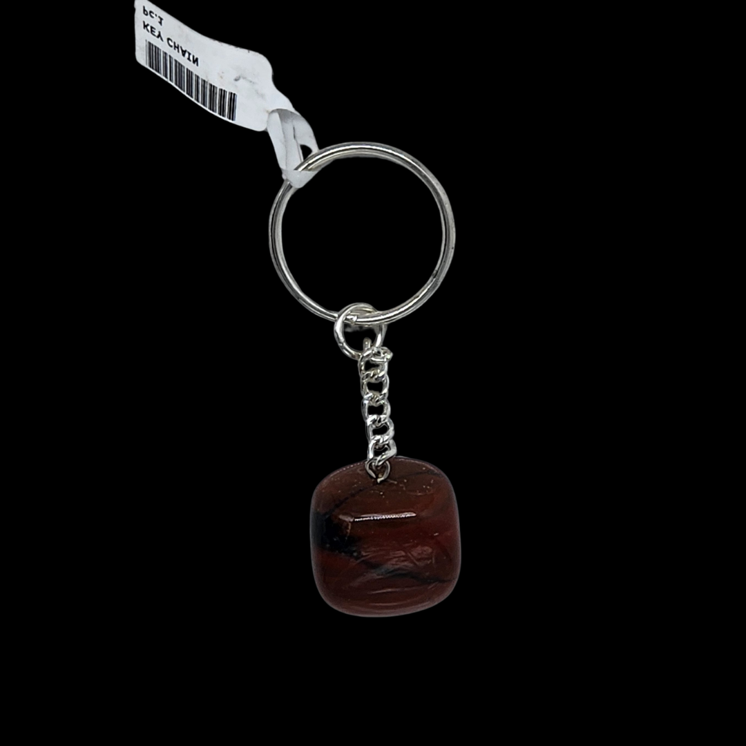Natural Red Jasper Crystal Tumbled Bead Energized Keychain