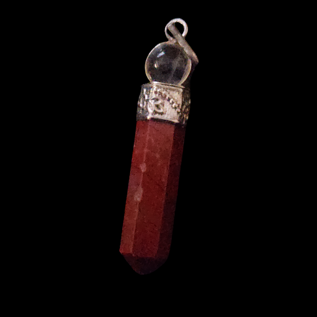 Natural Red Jasper Crystal Pencil Pendant