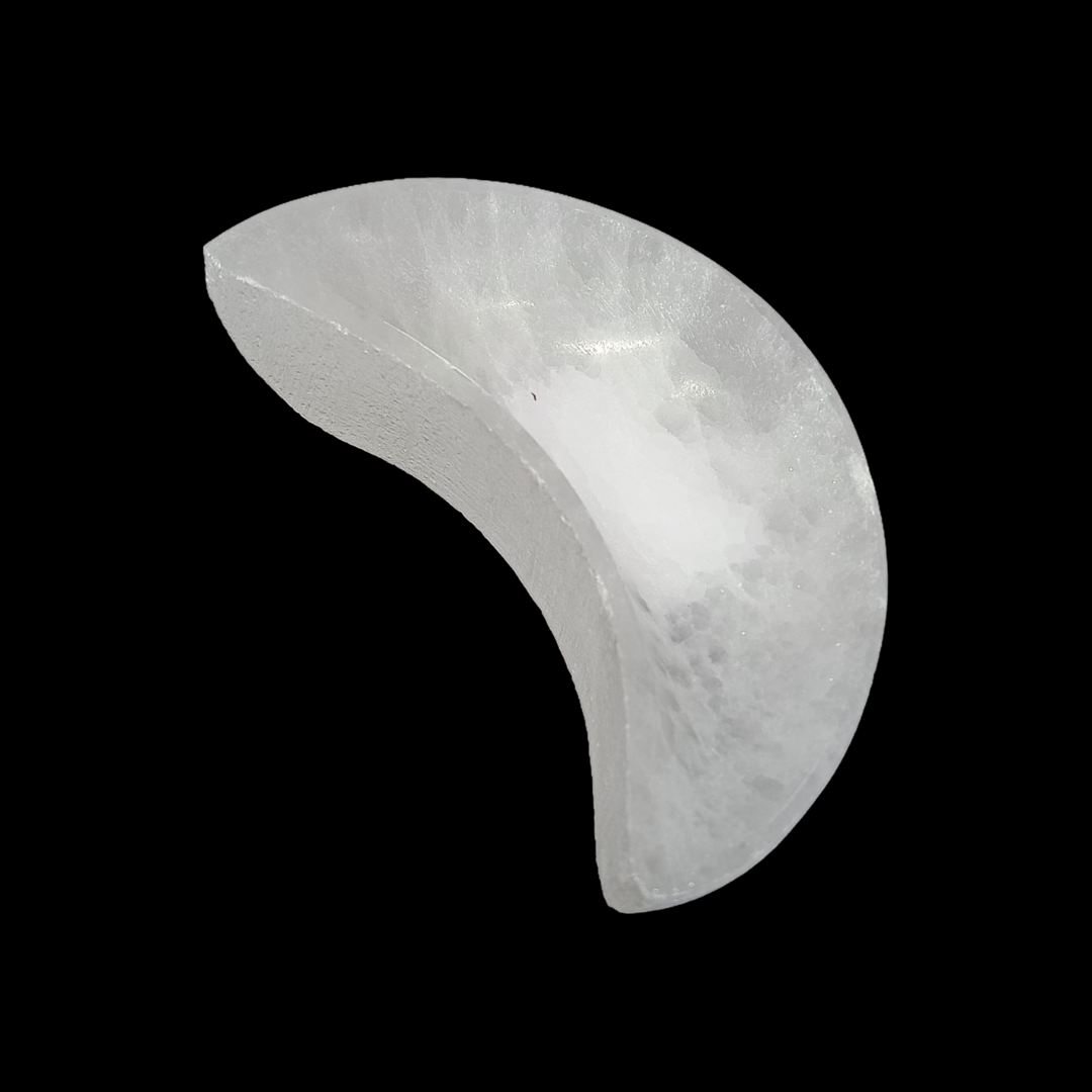 Natural Moroccan Selenite Cleansing Crescent Moon Crystal Bowl