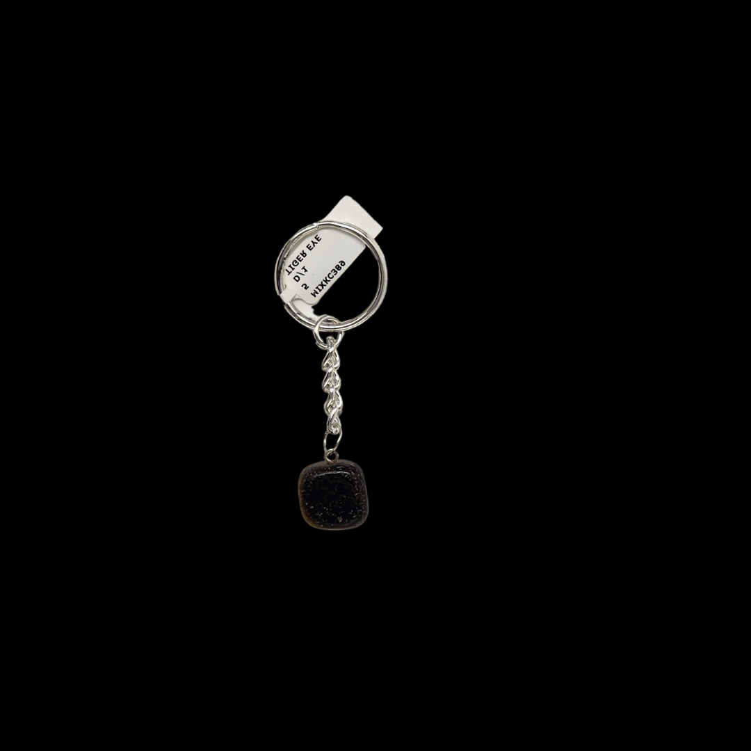 Natural Tiger's Eye Crystal Tumbled Bead Energized Keychain