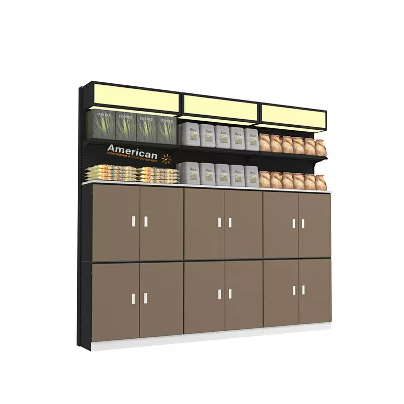 Supermarket Shelf with Wooden Cabinet And LED Light Box thumbnail 5