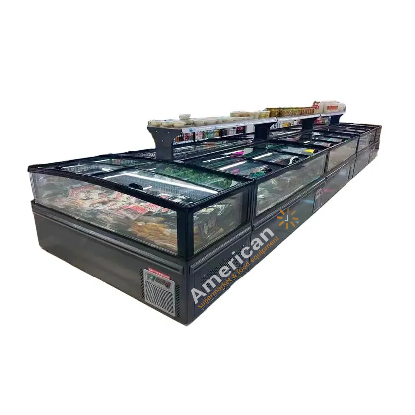 Supermarket New Style Display Deep Single Island Refrigerator Freezer