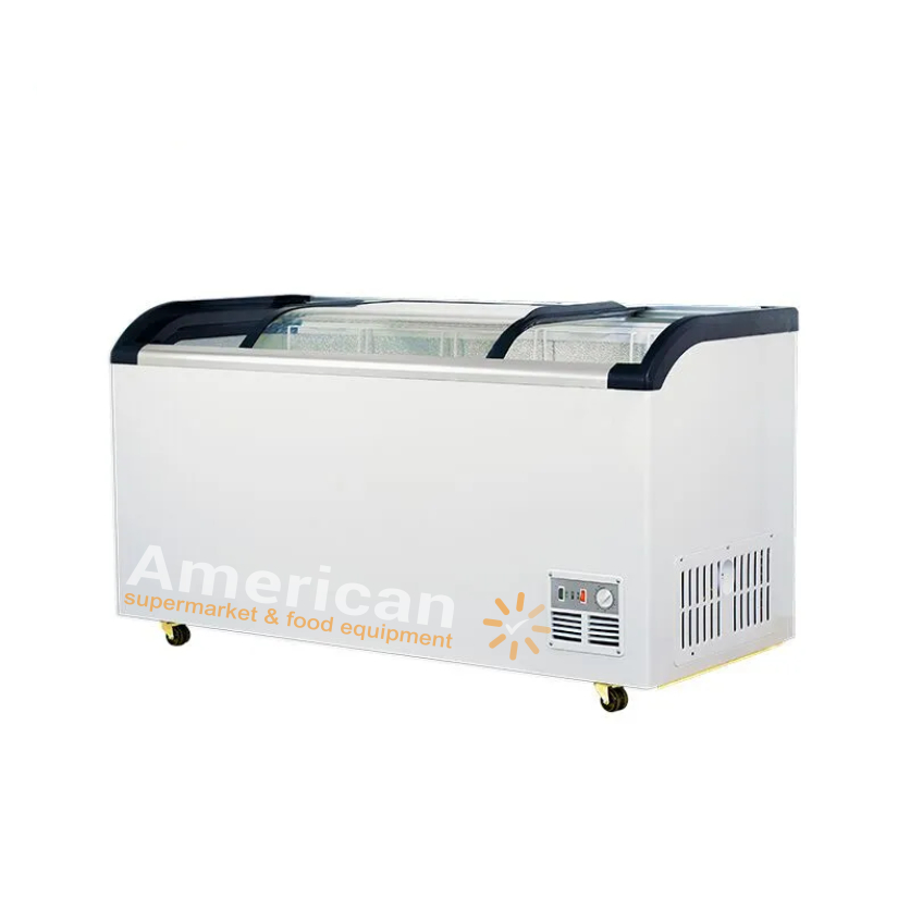 Ice Cream Display Freezers Curved Glass Top Chest Freezer Showcase