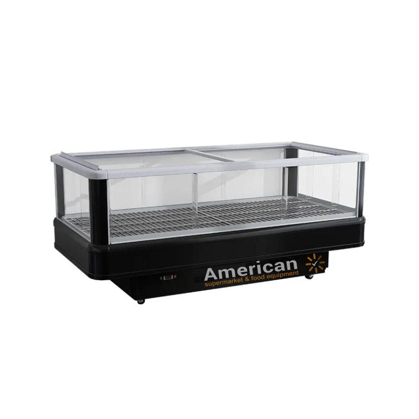 Island Cabinet Freezer For Frozen Food Supermarket Glass Display Refrigerator