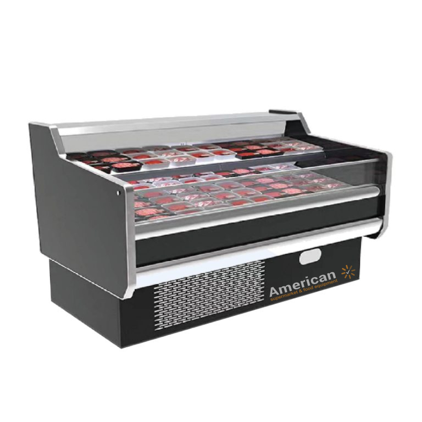 Plug In Supermarket Double Layer Meat Display Chiller Refrigerator Self Service Counter