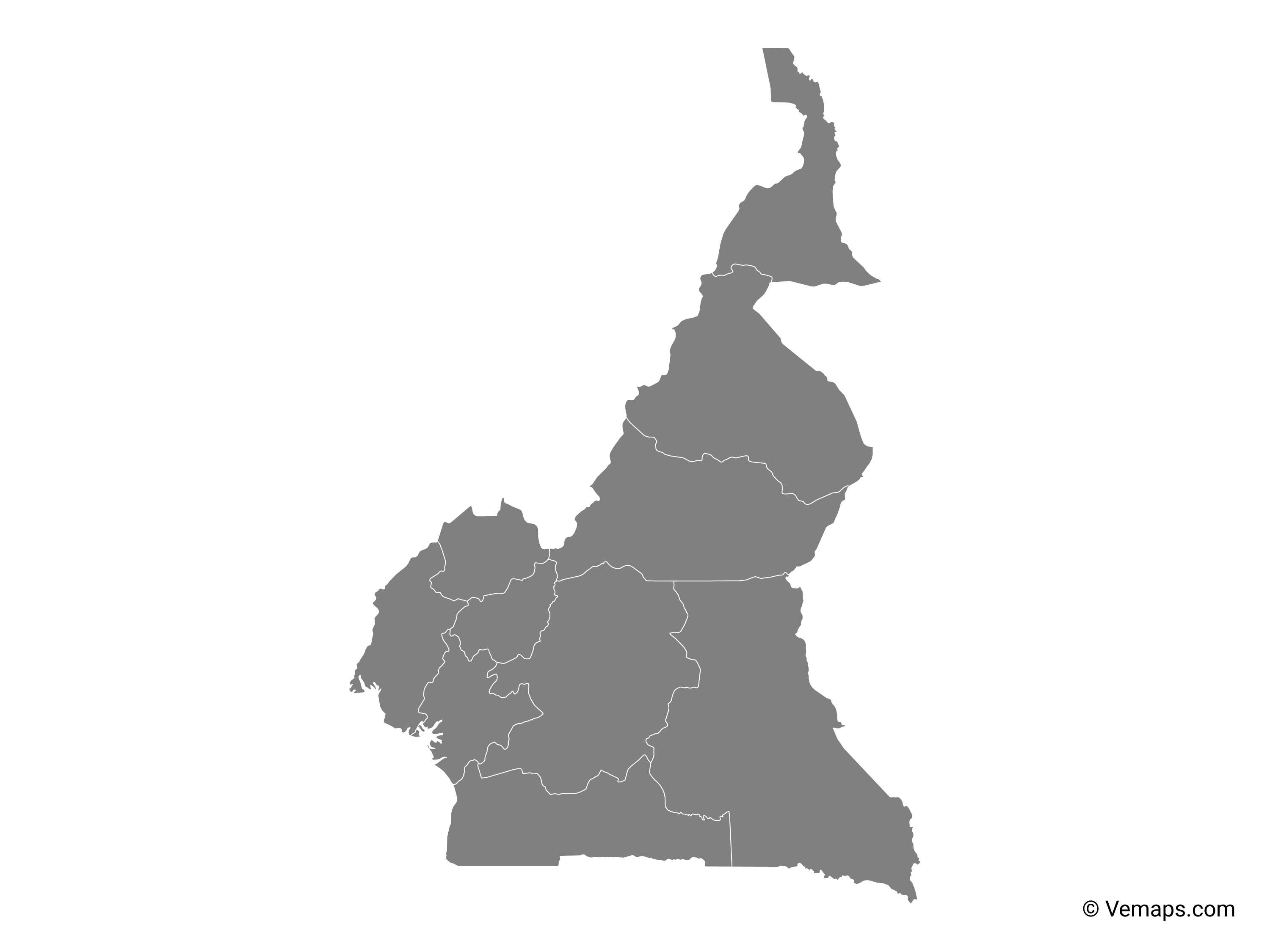 A stylized map of Cameroon highlighting major cities.