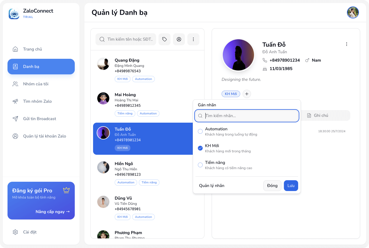 Quản lý danh bạ