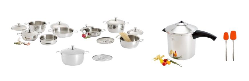 JUEGO GOURMET 17 PSZ + OLLA PRESIÓN 7L + ESPATULAS - imagen 1