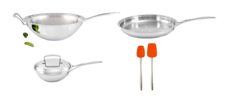 WOK 36 CM + SARTÉN CHEF 30 CM+ MINI SARTÉN 18 CM + ESPATULAS - imagen 1
