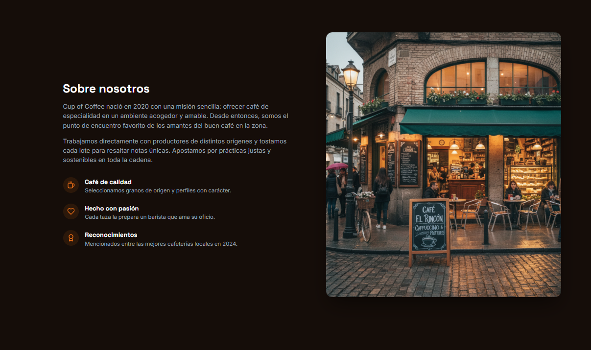 Coffee shop website screenshot 2