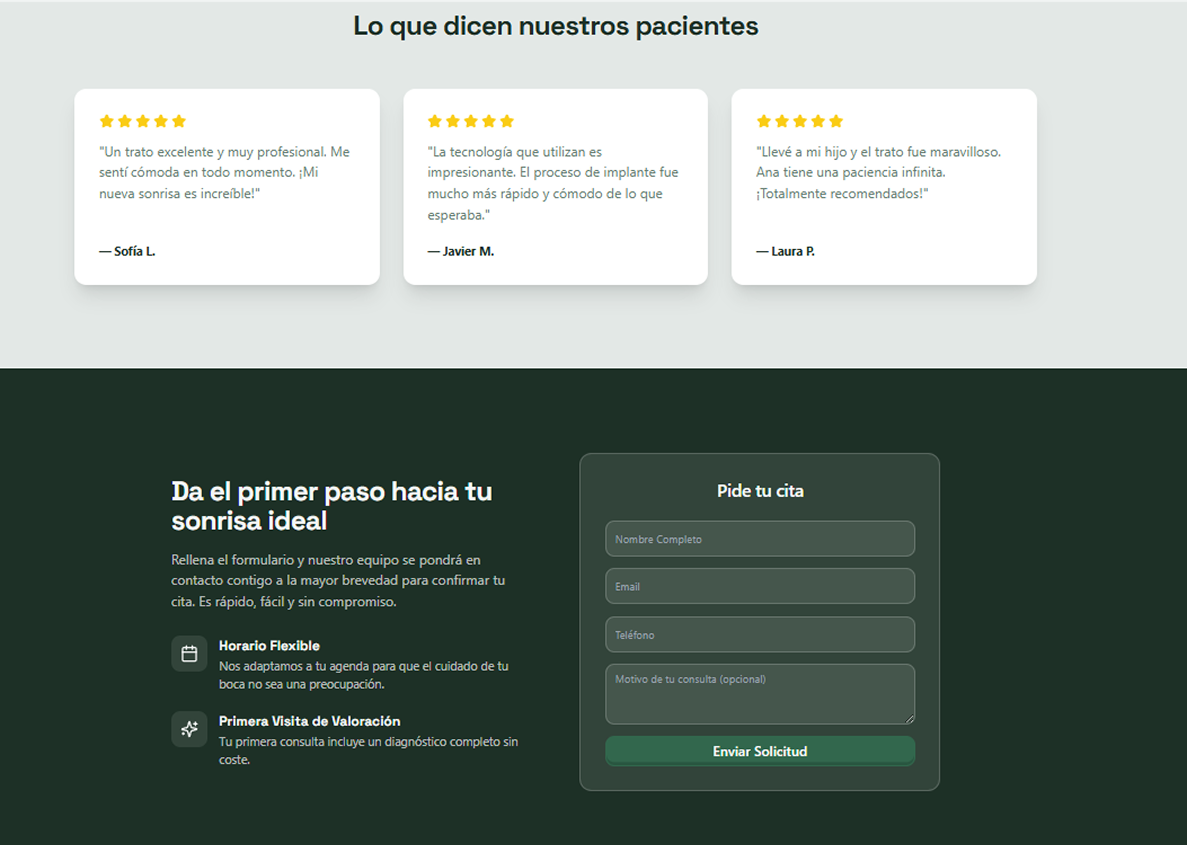 Dental clinic website screenshot 2