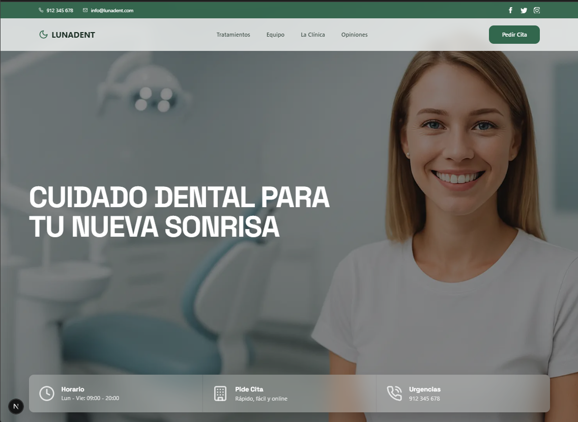 Dental clinic website screenshot 1