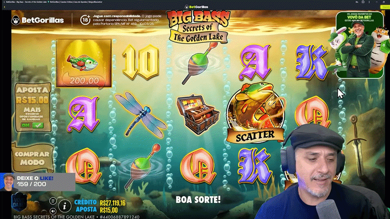 Banner Jogo Responsável na live do Vovodabet