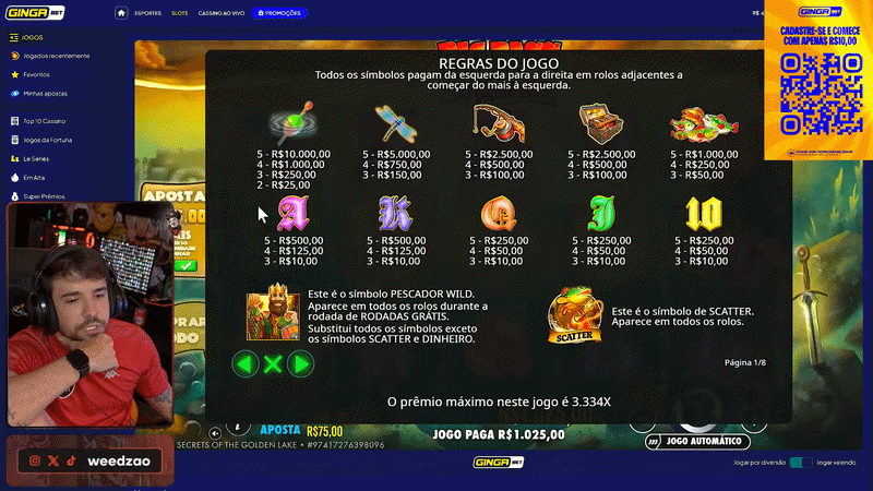 Banner Jogo Responsável na live do Weedzao