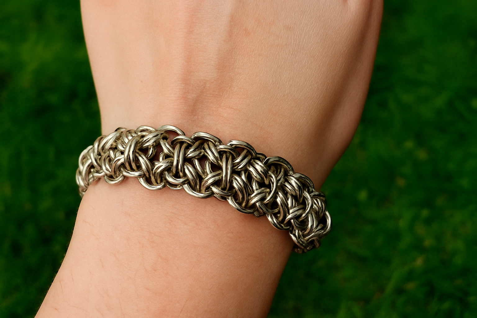 A sheet of Japanese 6-in-1 chainmaille.