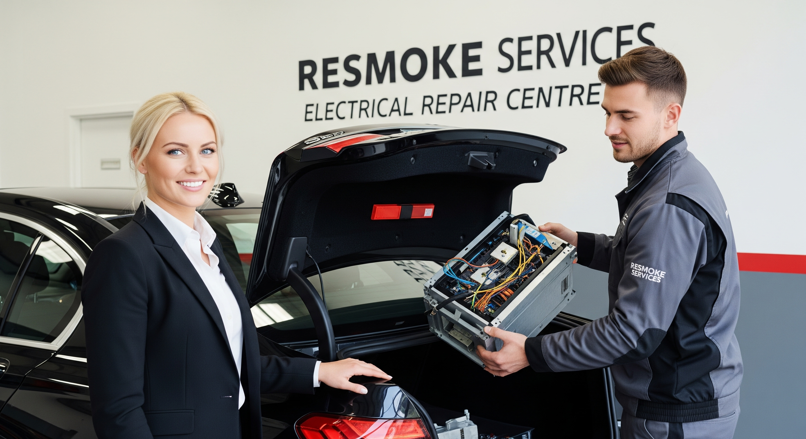 Repair workshop with tools and appliances