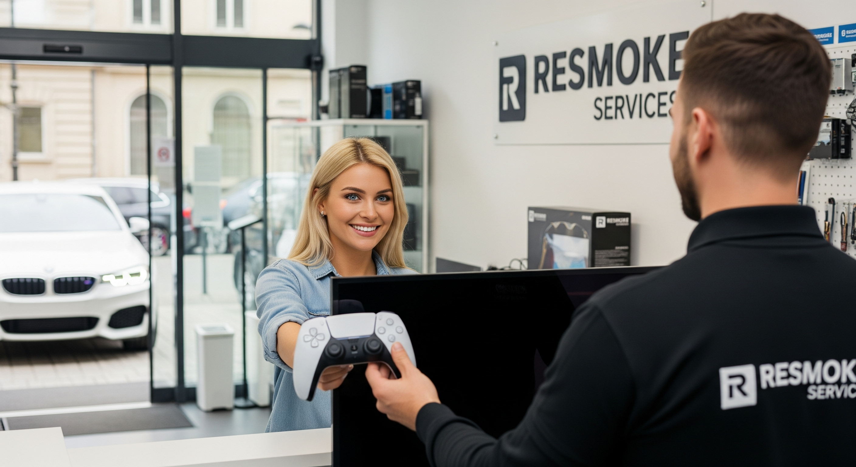 Repair workshop with tools and appliances