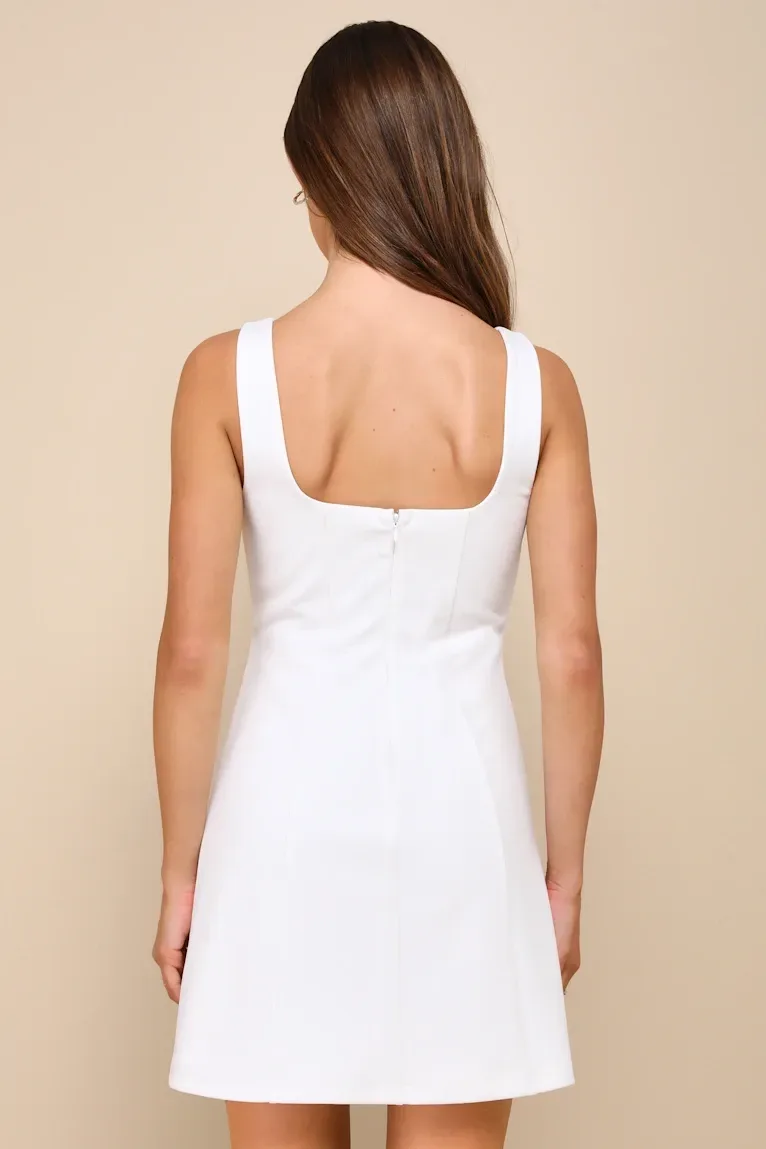 Lulus White Rosette A-Line Mini Dress Women's XL thumbnail 2