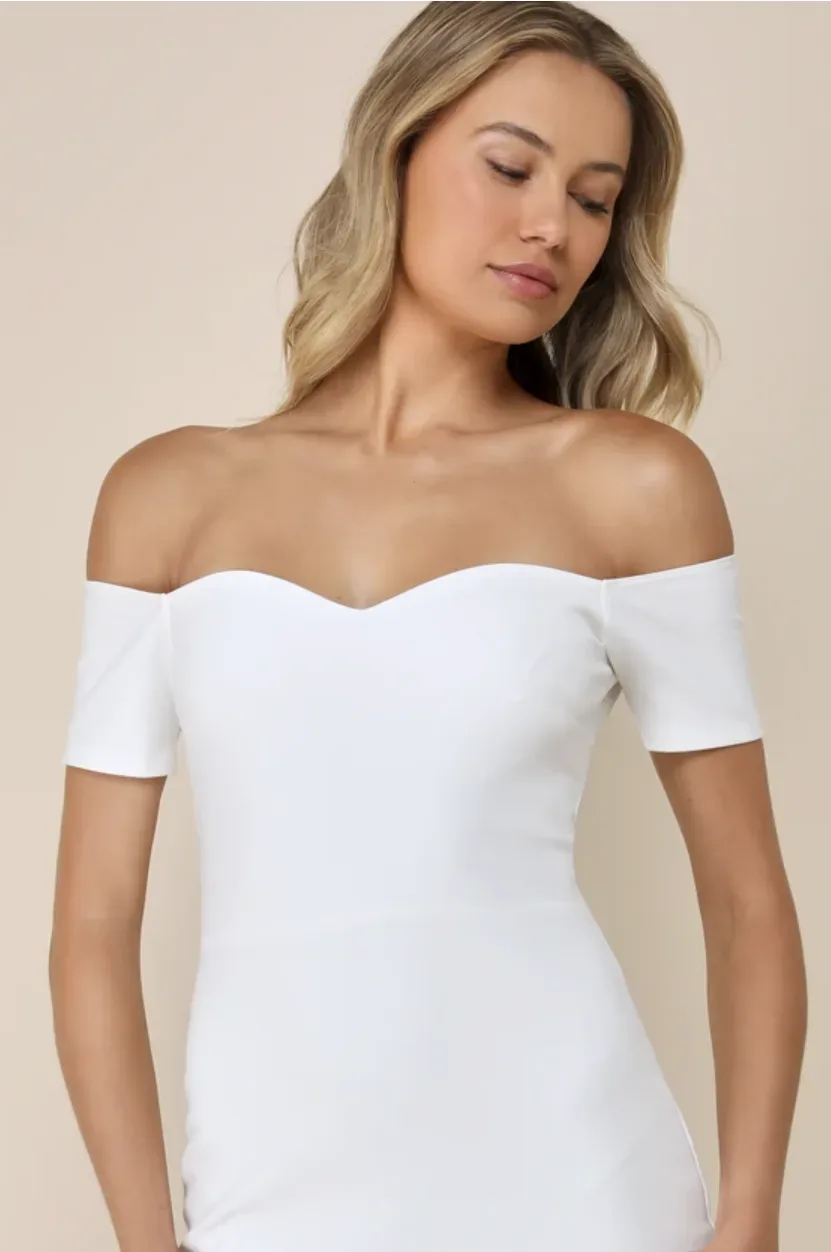 Lulus White Off-Shoulder Sweetheart Mermaid Midi Dress XL NWT thumbnail 3
