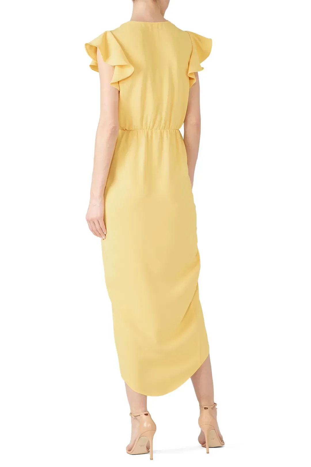 Amanda Uprichard Martinique Yellow Faux Wrap Midi Dress 1X thumbnail 2
