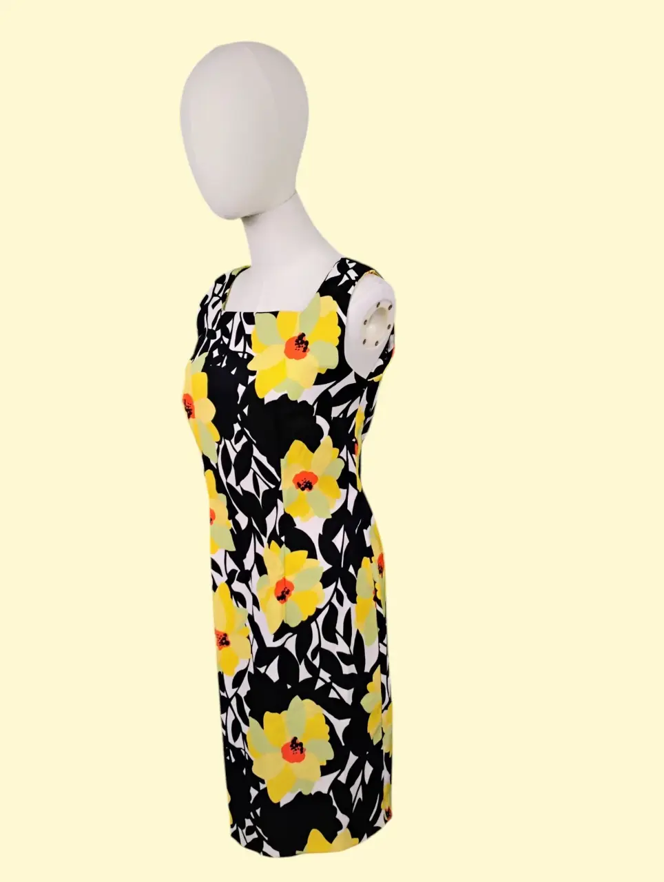 ALYX Women's Black Yellow Floral Square Neck Sleeveless Dress Size 8 thumbnail 2