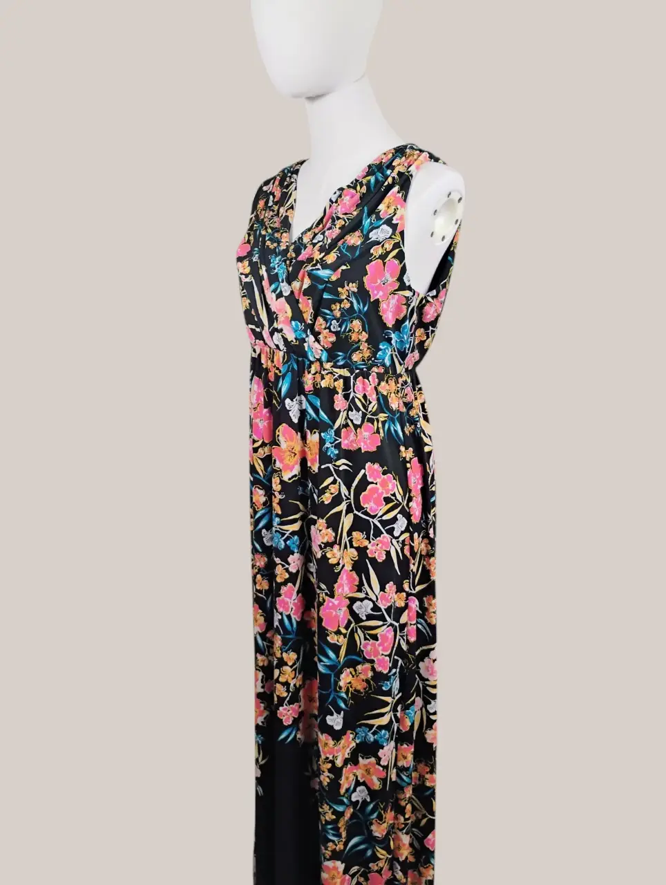 Soma Women's Floral V-Neck Sleeveless Maxi Dress Black Size M thumbnail 3