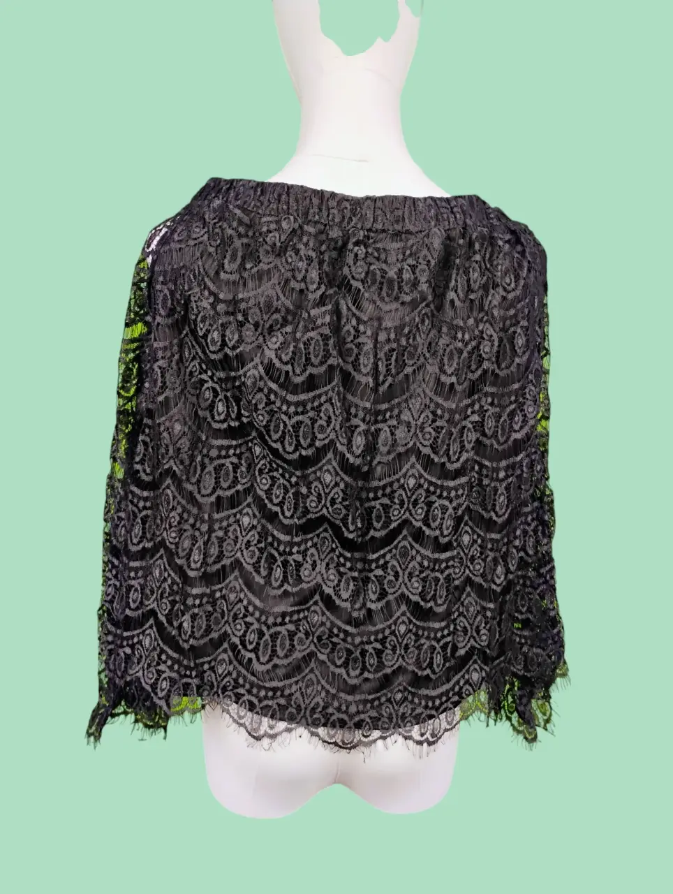 Love, Fire Women's Black Lace Off-Shoulder Scalloped Top Size L NWT thumbnail 2