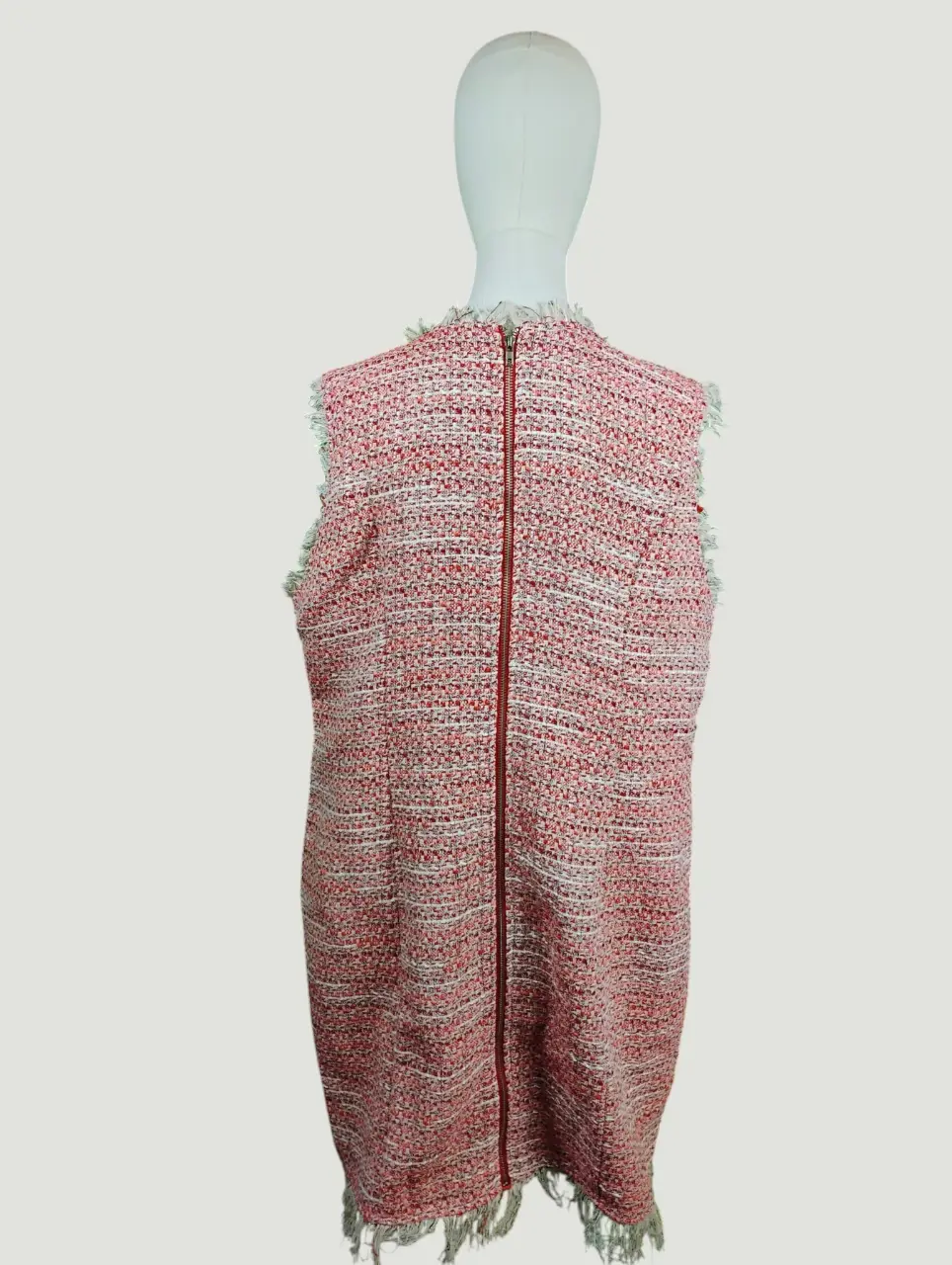 Fate Curve Womens 1X Pink Tweed Fringe Sleeveless Shift Dress thumbnail 3